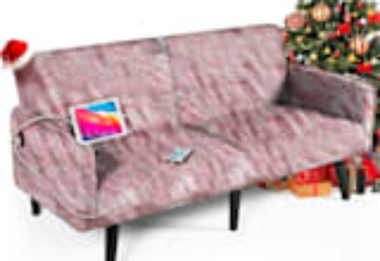 White and Pink Fluffy Couch